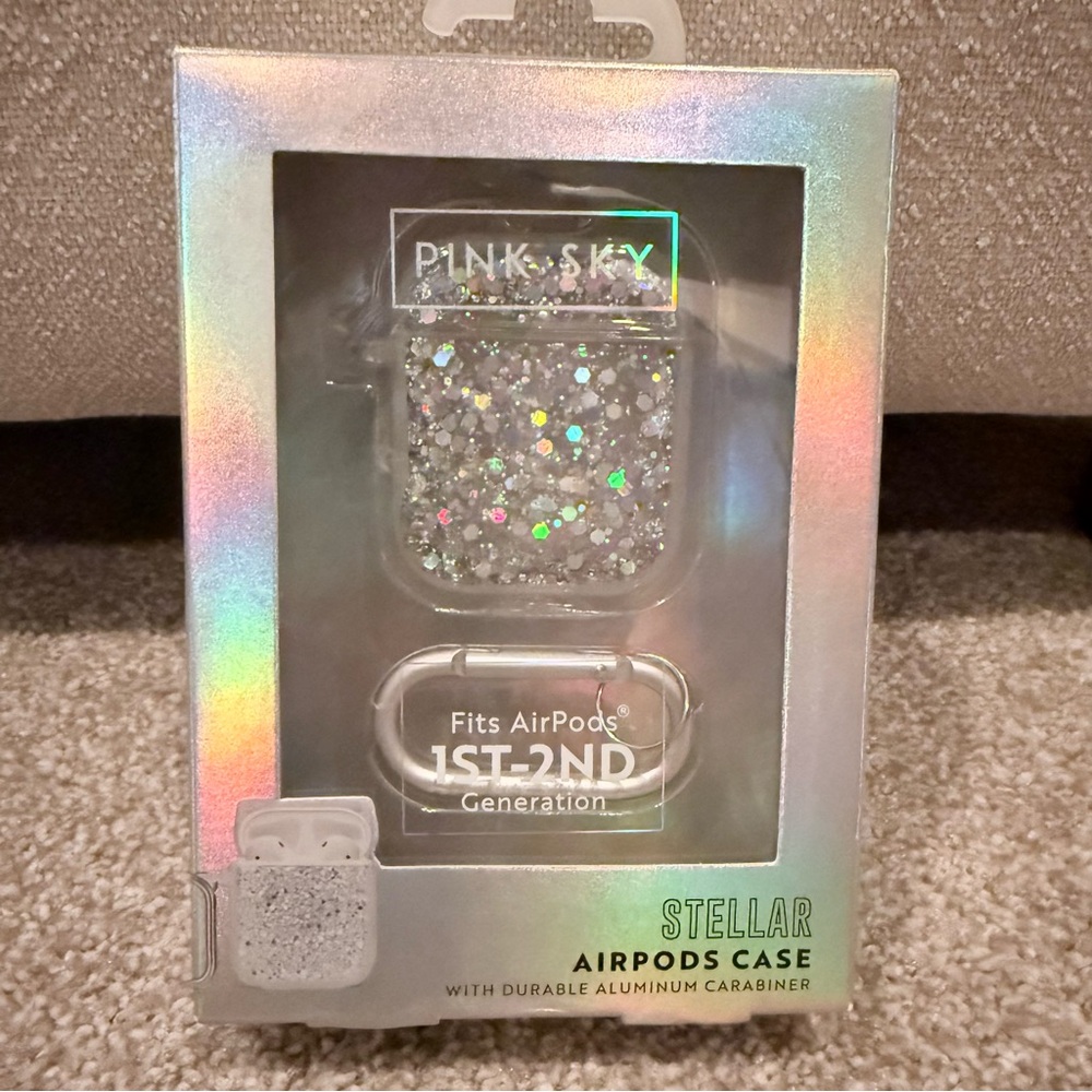 NWB Pink Sky Stellar AirPods case with carabiner 1st & 2nd generation